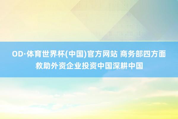 OD·体育世界杯(中国)官方网站 商务部四方面救助外资企业投资中国深耕中国