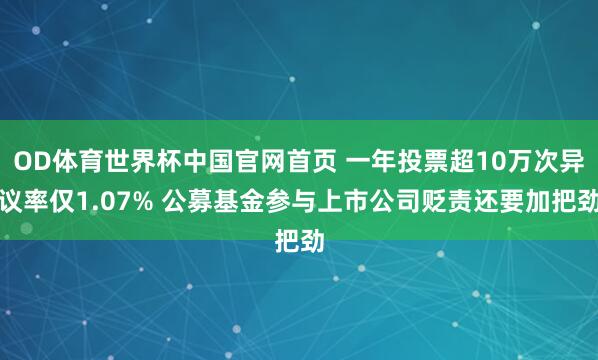 OD体育世界杯中国官网首页 一年投票超10万次异议率仅1.07% 公募基金参与上市公司贬责还要加把劲