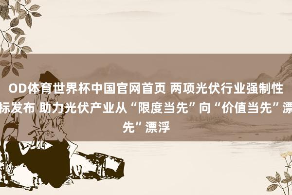 OD体育世界杯中国官网首页 两项光伏行业强制性国标发布 助力光伏产业从“限度当先”向“价值当先”漂浮