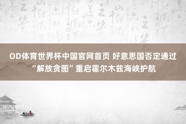 OD体育世界杯中国官网首页 好意思国否定通过“解放贪图”重启霍尔木兹海峡护航