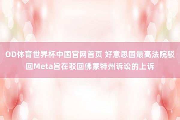 OD体育世界杯中国官网首页 好意思国最高法院驳回Meta旨在驳回佛蒙特州诉讼的上诉