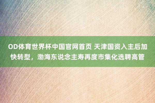 OD体育世界杯中国官网首页 天津国资入主后加快转型，渤海东说念主寿再度市集化选聘高管