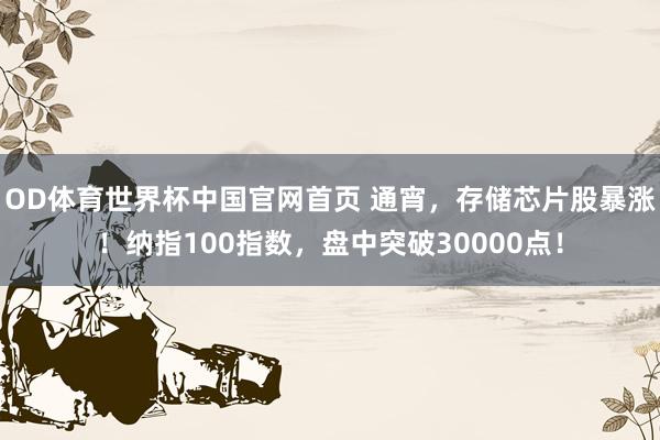 OD体育世界杯中国官网首页 通宵，存储芯片股暴涨！纳指100指数，盘中突破30000点！