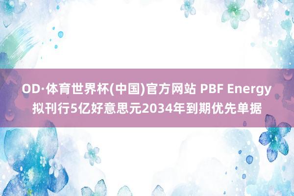 OD·体育世界杯(中国)官方网站 PBF Energy拟刊行5亿好意思元2034年到期优先单据