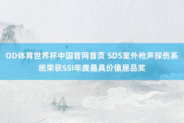 OD体育世界杯中国官网首页 SDS室外枪声探伤系统荣获SSI年度最具价值居品奖