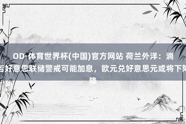 OD·体育世界杯(中国)官方网站 荷兰外洋：淌若好意思联储警戒可能加息，欧元兑好意思元或将下降