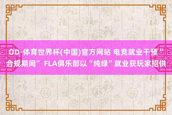 OD·体育世界杯(中国)官方网站 电竞就业干预“合规期间” FLA俱乐部以“纯绿”就业获玩家招供
