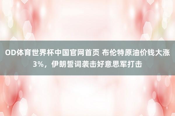 OD体育世界杯中国官网首页 布伦特原油价钱大涨3%,伊朗誓词袭击好意思军打击