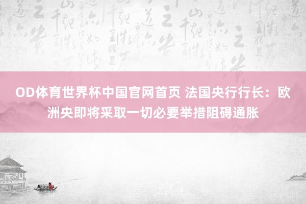 OD体育世界杯中国官网首页 法国央行行长:欧洲央即将采取一切必要举措阻碍通胀