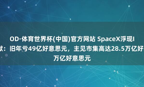 OD·体育世界杯(中国)官方网站 SpaceX浮现IPO文献:旧年亏49亿好意思元,主见市集高达28.5万亿好意思元