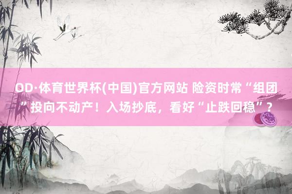 OD·体育世界杯(中国)官方网站 险资时常“组团”投向不动产！入场抄底，看好“止跌回稳”？
