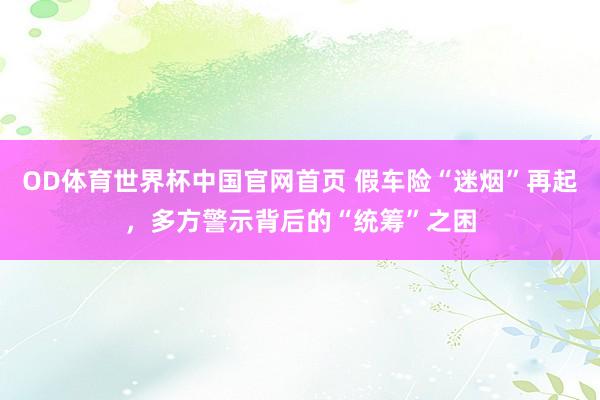 OD体育世界杯中国官网首页 假车险“迷烟”再起，多方警示背后的“统筹”之困