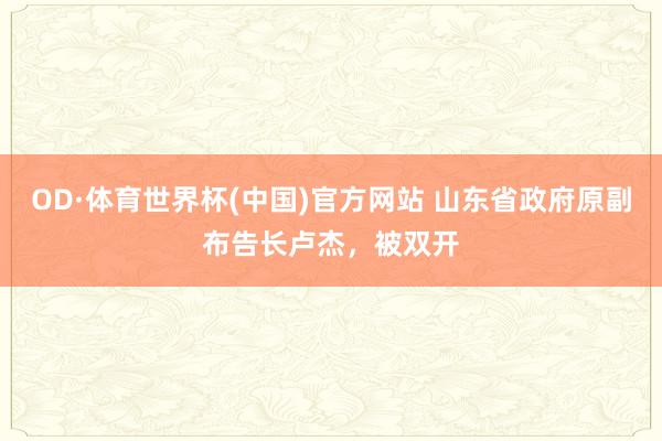 OD·体育世界杯(中国)官方网站 山东省政府原副布告长卢杰,被双开