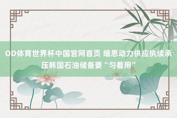 OD体育世界杯中国官网首页 缅思动力供应执续承压　韩国石油储备要“匀着用”
