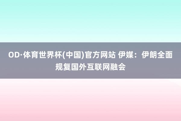 OD·体育世界杯(中国)官方网站 伊媒:伊朗全面规复国外互联网融会