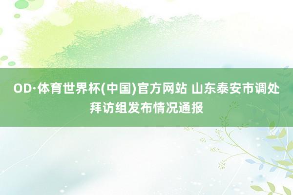 OD·体育世界杯(中国)官方网站 山东泰安市调处拜访组发布情况通报
