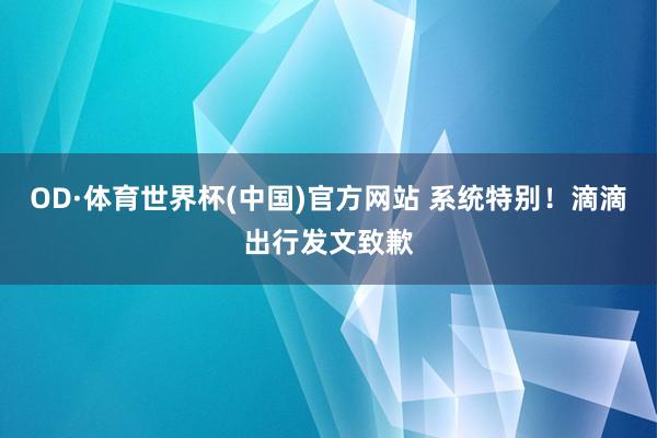 OD·体育世界杯(中国)官方网站 系统特别!滴滴出行发文致歉