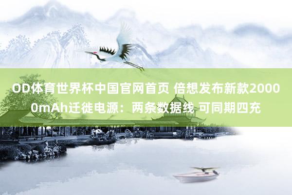 OD体育世界杯中国官网首页 倍想发布新款20000mAh迁徙电源：两条数据线 可同期四充