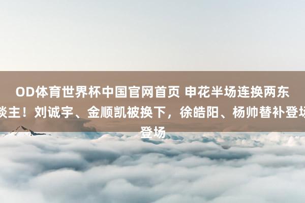 OD体育世界杯中国官网首页 申花半场连换两东谈主！刘诚宇、金顺凯被换下，徐皓阳、杨帅替补登场