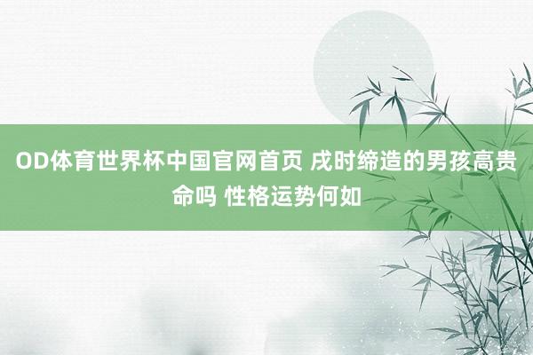 OD体育世界杯中国官网首页 戌时缔造的男孩高贵命吗 性格运势何如