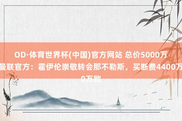 OD·体育世界杯(中国)官方网站 总价5000万！曼联官方：霍伊伦崇敬转会那不勒斯，买断费4400万欧