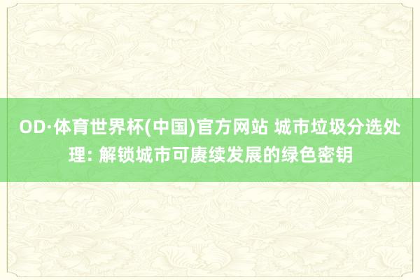OD·体育世界杯(中国)官方网站 城市垃圾分选处理: 解锁城市可赓续发展的绿色密钥