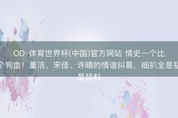 OD·体育世界杯(中国)官方网站 情史一个比一个狗血！董洁、宋佳、许晴的情谊纠葛，细扒全是猛料