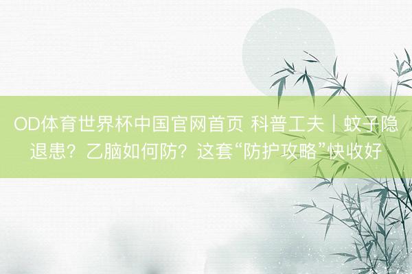 OD体育世界杯中国官网首页 科普工夫｜蚊子隐退患？乙脑如何防？这套“防护攻略”快收好