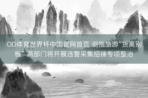 OD体育世界杯中国官网首页 剑指旅游“货离别板” 两部门将开展违警采集招徕专项整治