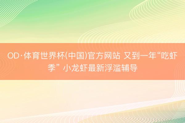 OD·体育世界杯(中国)官方网站 又到一年“吃虾季” 小龙虾最新浮滥辅导