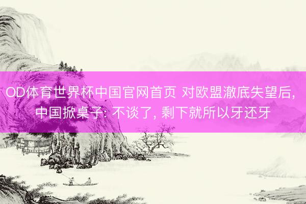 OD体育世界杯中国官网首页 对欧盟澈底失望后， 中国掀桌子: 不谈了， 剩下就所以牙还牙