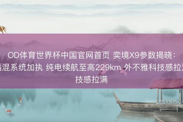OD体育世界杯中国官网首页 奕境X9参数揭晓：插混系统加执 纯电续航至高229km 外不雅科技感拉满