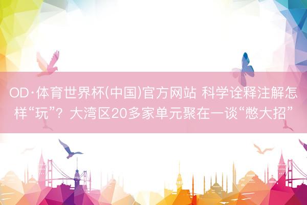 OD·体育世界杯(中国)官方网站 科学诠释注解怎样“玩”？大湾区20多家单元聚在一谈“憋大招”
