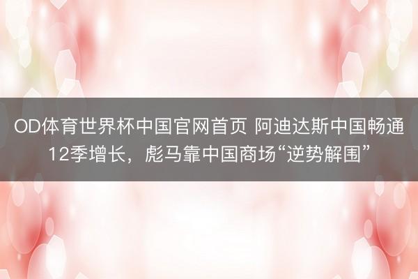 OD体育世界杯中国官网首页 阿迪达斯中国畅通12季增长,彪马靠中国商场“逆势解围”