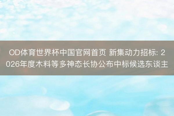 OD体育世界杯中国官网首页 新集动力招标: 2026年度木料等多神态长协公布中标候选东谈主