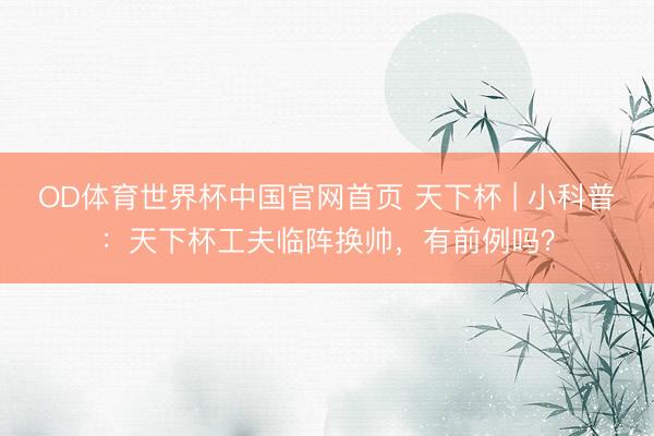 OD体育世界杯中国官网首页 天下杯 | 小科普：天下杯工夫临阵换帅，有前例吗？